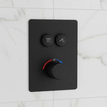 Змішувач прихованого монтажу для ванни/душу Devit Flow D114124010021BM з термостатом, чорний матовий 598313 фото