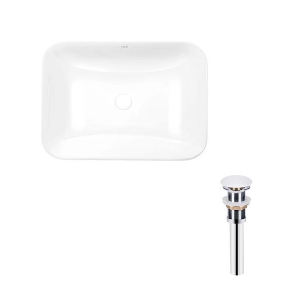 Комплект Qtap Scorpio: Раковина врезная прямоугольная 610х380х150 мм White + Донный клапан PU02 SD00053415 фото
