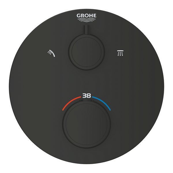 GROHTHERM термостат для душу з перемикачем на 2 положення ванна/ душ, ПМ, колір чорний матовий 98916 фото