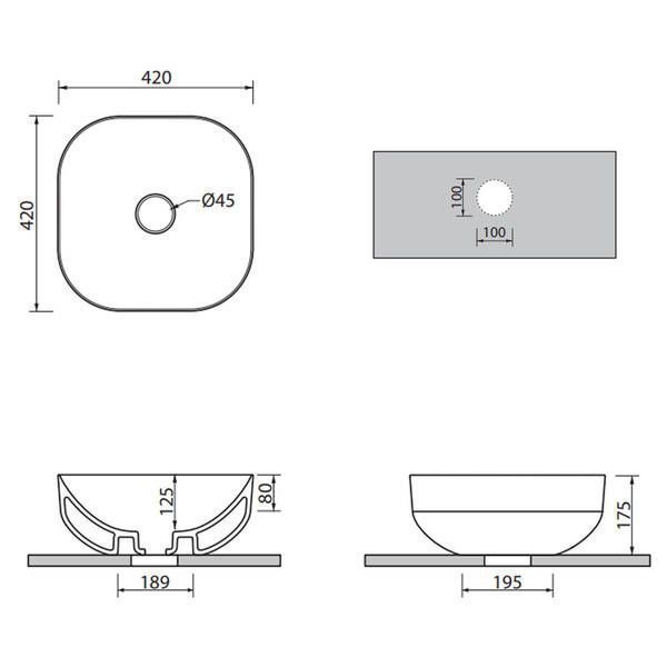 Раковина SDR Ceramiche Pool 1 MBLVP1 42х42 см, в кольорі графіт 584626 фото