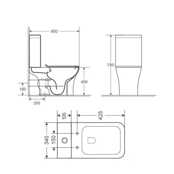 Унітаз-компакт Qtap Presto Quadro безободковий з сидінням Soft-close QT24221215AW SD00052480 фото