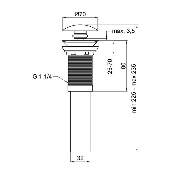 Донный клапан для раковины Qtap PU02 225х70х70 White SD00044163 фото