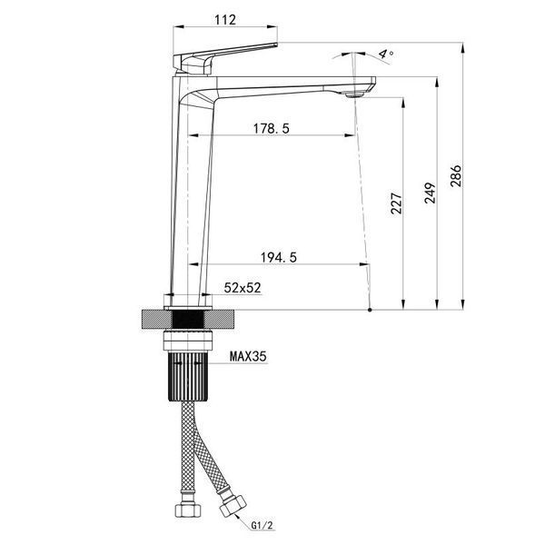 Змішувач для раковини високий Qtap Crow QTCRO269CRM48645 Chrome SD00054769 фото