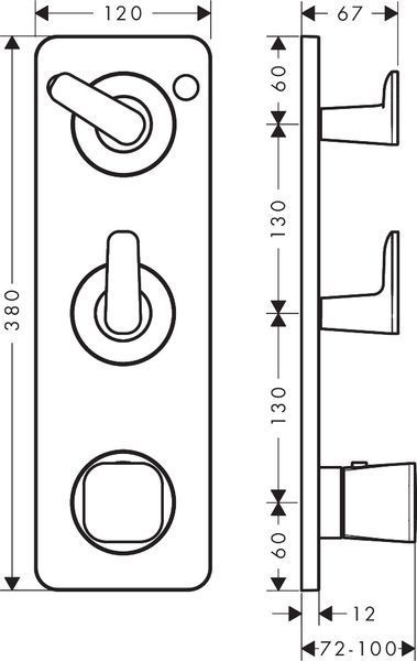 AXOR CITTERIO C термостат 38*12см, для 2х споживачів, ПМ, шліфованний нікель 101555 фото