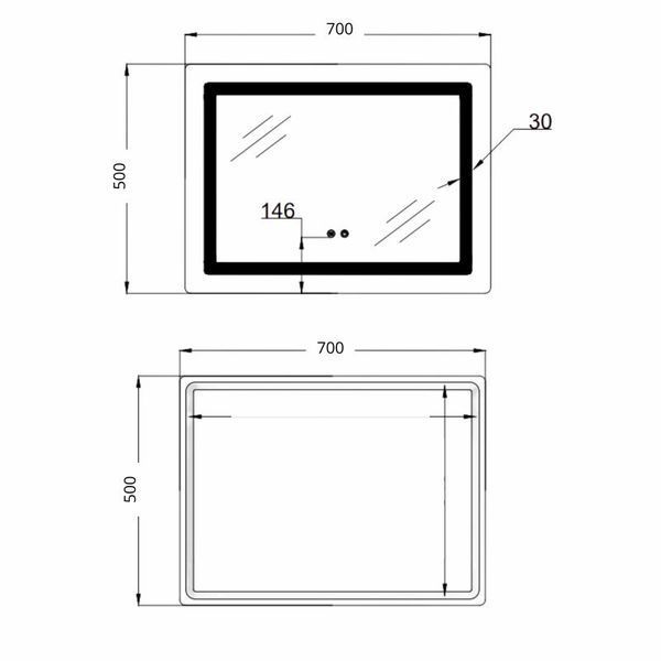 Зеркало Lidz Kubis (KU2) 700х500 с LED-подсветкой Touch, с антизапотеванием, с диммером, рег. яркости LD78LF90448486 SD00054610 фото