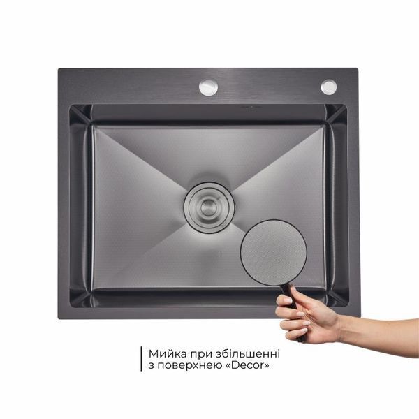 Lidz Handmade H6050HB Мойка для кухни интегрированная Decor Black PVD Honeycomb 2,5/0,5 мм LDH6050BDECPVD48371 SD00054495 фото