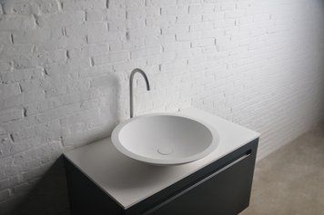 Умивальник 51,5*10,5см накладний кам`яний круглий Solid surface 62193 фото