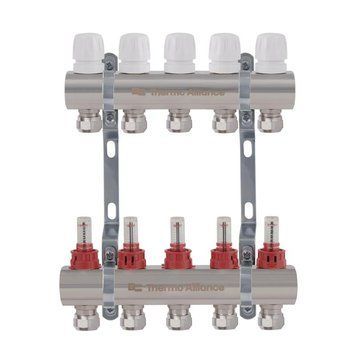 Коллектор латунный с расходомерами и евроконусами Thermo Alliance Standart 1" на 5 выходов TAS235W5E SD00055266 фото