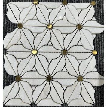 Мозаїка MOZAICO DE LUX V-MOS VJQ-13 FLOWER WHITE 30,5х30,5 см 600018 фото