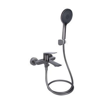 Смеситель для ванны Qtap Vlasta New (c душевым гарнитуром) QTVLA259GMB45643 Gunmetal Black PVD SD00051767 фото