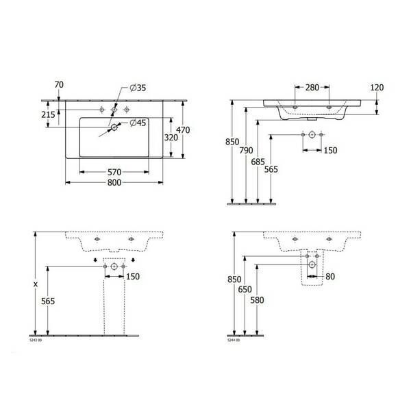 Раковина Villeroy & Boch Subway 3.0 4A708001 80 см 501916 фото