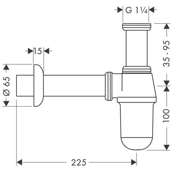 Сифон для раковины колбовый Hansgrohe 52053000 хром 21725 фото