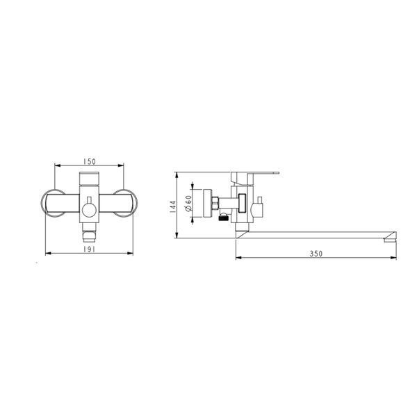 Смеситель для ванны Lidz Luna 005 (c душевым гарнитуром) (k35) LDLUN005NKS46093 Nickel SD00052217 фото
