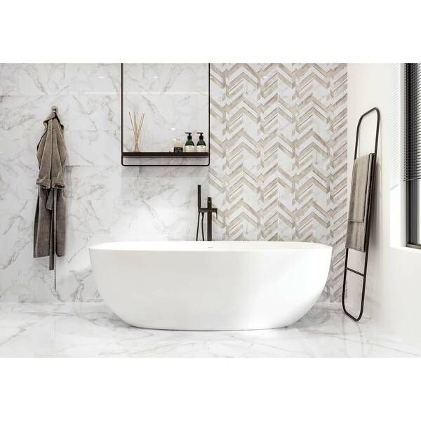 Плитка Golden Tile Marmo Bianco Chevron Білий G70151 30x60 см 479053 фото