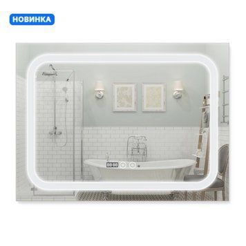 Зеркало Qtap Mideya (DC-F906) 800х600 с LED-подсветкой Touch, с антизапотеванием, с часами, диммером, рег. яркости QT2078F906W SD00034650 фото