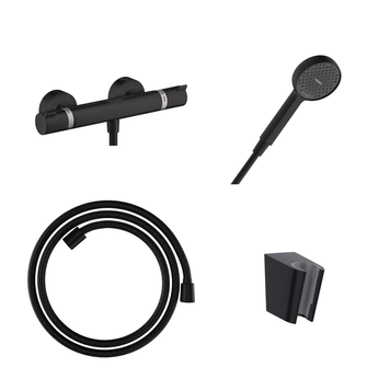 ECOSTAT COMFORT термостат для душу в комплекті з душовим гарнітуром (13116670+28331670+28260670+28033670), чорний матовий 103338 фото