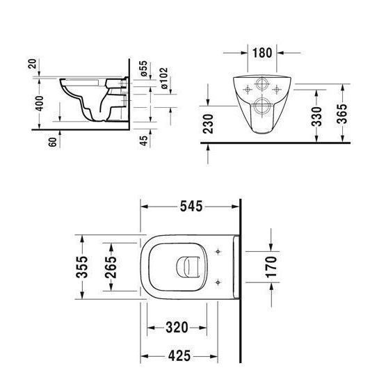 D-CODE Rimless унiтаз пiдвiсний 56,5*40*45см, в комплектi з сидiнням з автомат. закриванням 76058 фото