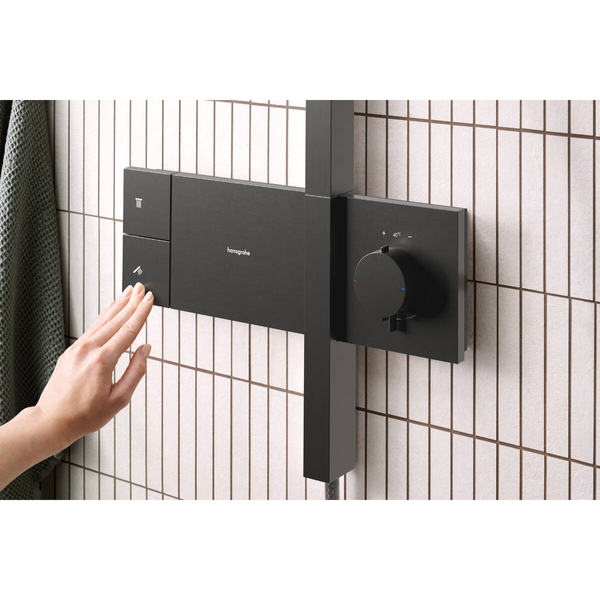 RAINDANCE ALIVE Q душевая система Showerpipe 210/340, 1jet, с термостатом, шлифованный черный хром 100491 фото
