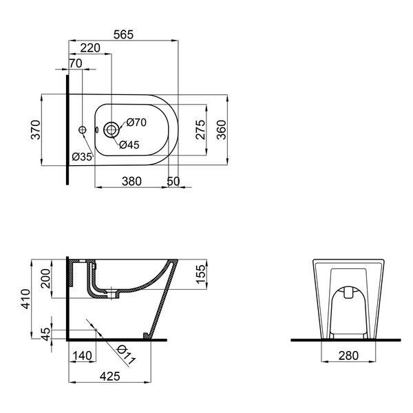 Біде підлогове Qtap Swan 560х360х410 White QT15443378W SD00042523 фото