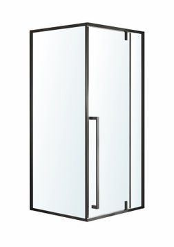 MORA 90-C душевая кабина 90*90*200 см квадратная, дверь распашная, профиль черный матовый, стекло прозрачное 95086 фото