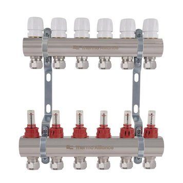 Коллектор латунный с расходомерами и евроконусами Thermo Alliance Standart 1" на 6 выходов TAS235W6E SD00055267 фото