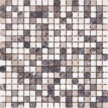 Мозаїка Mozaico De Lux K-Mos Travertino Mix Emperador 30,5х30,5 см 324512 фото