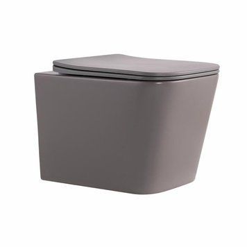 Унитаз подвесной Tern Ultra Quiet 490&times;365&times;325&nbsp;мм, Stone Grey, с сиденьем Slim Duroplast / Soft-close / Quick Release QT17332303ASSG Qtap SD00054289 фото