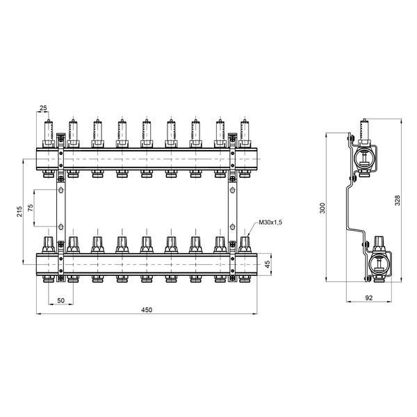 Коллектор с расходомерами Thermo Alliance Forte 1" 9 выходов SF001W9 SD00039948 фото
