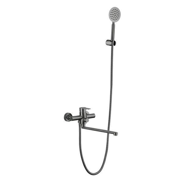 Смеситель для ванны Brinex Pure 005 с длинным поворотным изливом (с душевым гарнитуром) Graphite BRIPUR005GRP SD00053174 фото