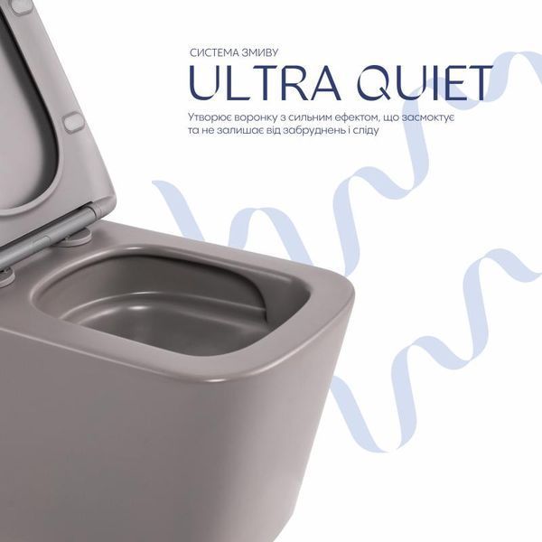 Унитаз подвесной Tern Ultra Quiet 490&times;365&times;325&nbsp;мм, Stone Grey, с сиденьем Slim Duroplast / Soft-close / Quick Release QT17332303ASSG Qtap SD00054289 фото