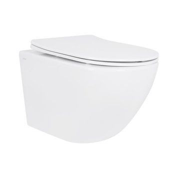 Унитаз подвесной Jay Rimless 485&times;360&times;320 мм, White, с сиденьем Slim Duroplast/ Soft-close/ Quick Relase QT07335177RW Qtap SD00054231 фото