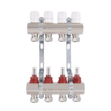 Коллектор латунный с расходомерами и евроконусами Thermo Alliance Standart 1" на 4 выхода TAS235W4E SD00055265 фото