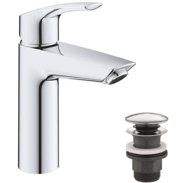 Змішувач для раковини Grohe Eurosmart 23923003 з донним клапаном клік-клак, хром 605543 фото