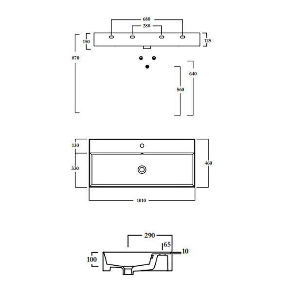 Раковина Olympia Drop DRP4310VT101 100 см білий глянець 604532 фото