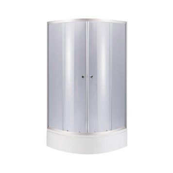 Lidz Latwa SC80x80.SAT.MID.GR Душевая кабина полукруглая, стекло тон. 4 мм + Lidz Душевой поддон KAPIELKA ST80x80x26, с панелью SD00050784 фото