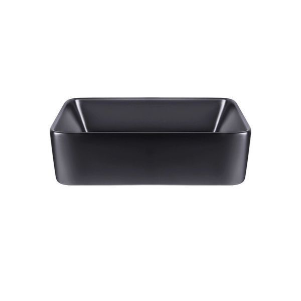 Комплект Qtap Tern: Раковина накладна прамокутна 475х370х140 мм Matt Black + Донний клапан PU03 SD00053424 фото