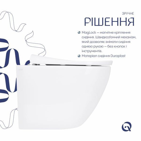 Унитаз подвесной Qtap Robin ML Ultra Quiet 490&times;365&times;325 мм, с сиденьем Soft-close MagLock, White QTROBML26W49621 SD00055745 фото