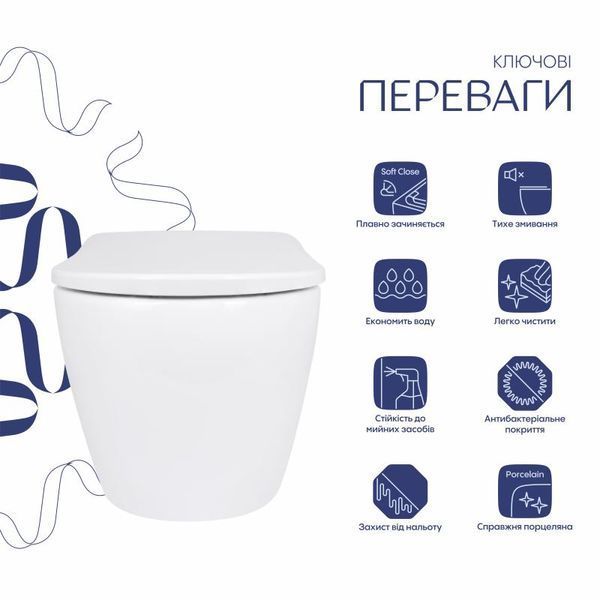 Унитаз подвесной Qtap Robin ML Ultra Quiet 490&times;365&times;325 мм, с сиденьем Soft-close MagLock, White QTROBML26W49621 SD00055745 фото