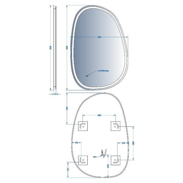 Зеркало Devit Style 5416090 Асимметричное зеркало с LED подсветкой и тачсенсором 628x928 мм. 542838 фото