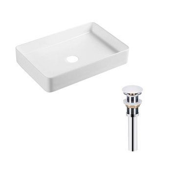 Комплект Qtap Tern: Раковина накладная прямоугольная 600x405x110 мм WHITE + Донный клапан PU02 SD00053427 фото