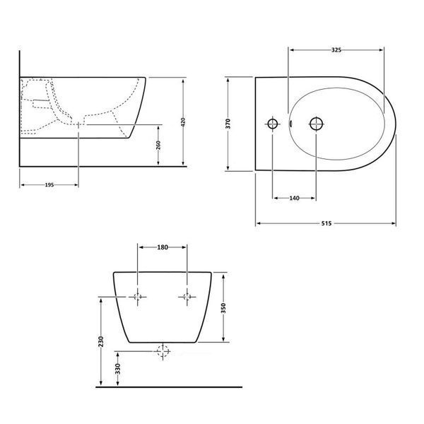 Биде подвесное Qtap Robin 515x370x350 мм, Marble QT13551381GMR SD00054287 фото