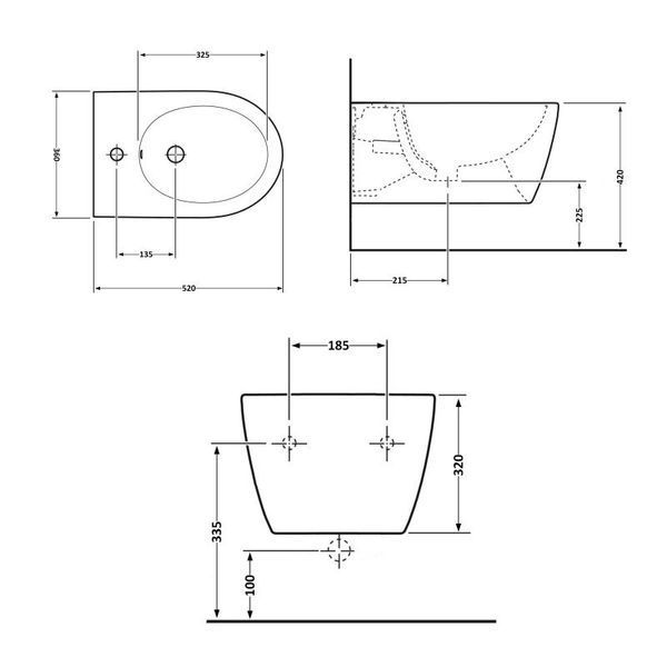 Биде подвесное Qtap Jay 520х360х320 White QT07555376W SD00040388 фото