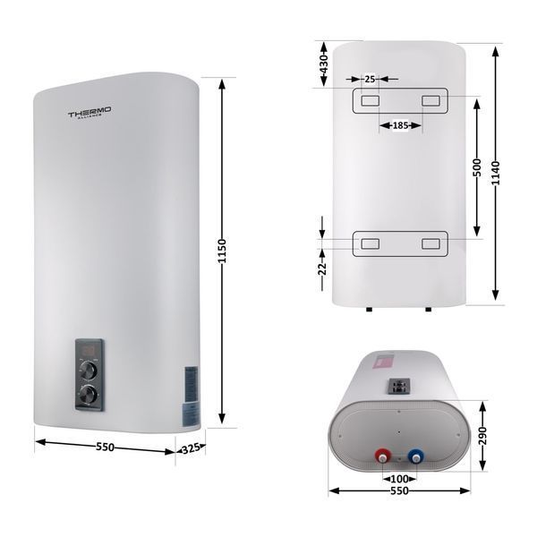 Водонагрівач електричний Thermo Alliance 100 л плоский вертикальний, мокрий ТЕН 2 кВт (0,8+1,2) DT100V20G(PD)/2 SD00046738 фото