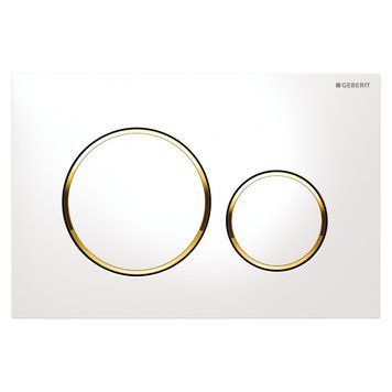 SIGMA20 ROUND смывающая клавиша для двойного смыва, белый/позолота 52295 фото