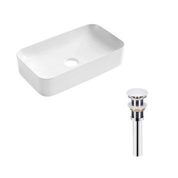 Комплект Qtap Tern: Раковина накладная прямоугольная 605x350x140 мм WHITE + Донный клапан PU02 SD00053428 фото