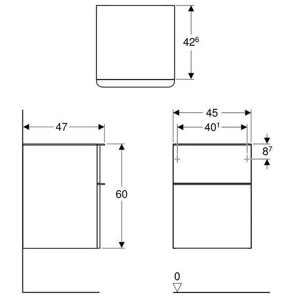 SMYLE SQUARE тумба 45*60*47см, з 2 ящ., колір пісочно-сірий/фарбований високоглянцевий, пісочно-сірий/з матовим порошковим покриттям 81291 фото