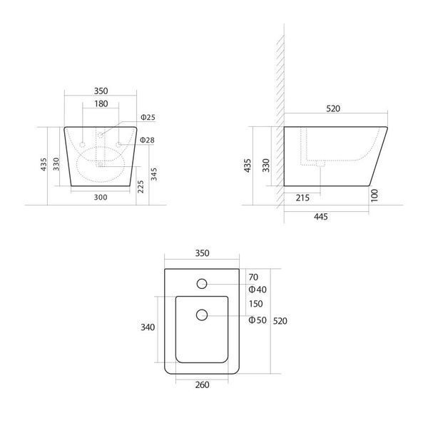 Біде підвісне Qtap Tern 520x350x330 мм, Marble QT17551303GMR SD00054295 фото