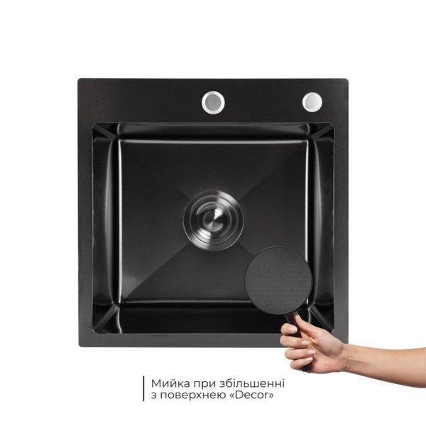 Акционный набор Lidz: мойка Handmade H4545 Black PVD Decor 2,5/0,5 мм + K01B Корзина для кухонной мойки SD00057082 фото