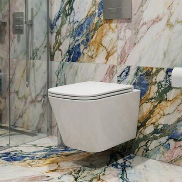 Унітаз підвісний Devit Flow square DFL0520111W безобідковий з кришкою soft-close та Vortex Flush, білий глянець 599984 фото