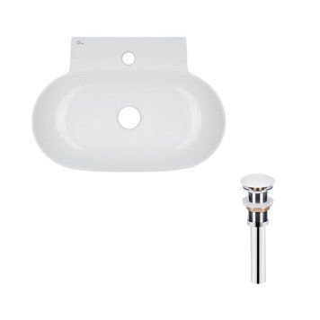 Комплект Qtap Cardinal: Раковина подвесная / накладная овальная 565х400х130 мм White + Донный клапан PU02 SD00053454 фото